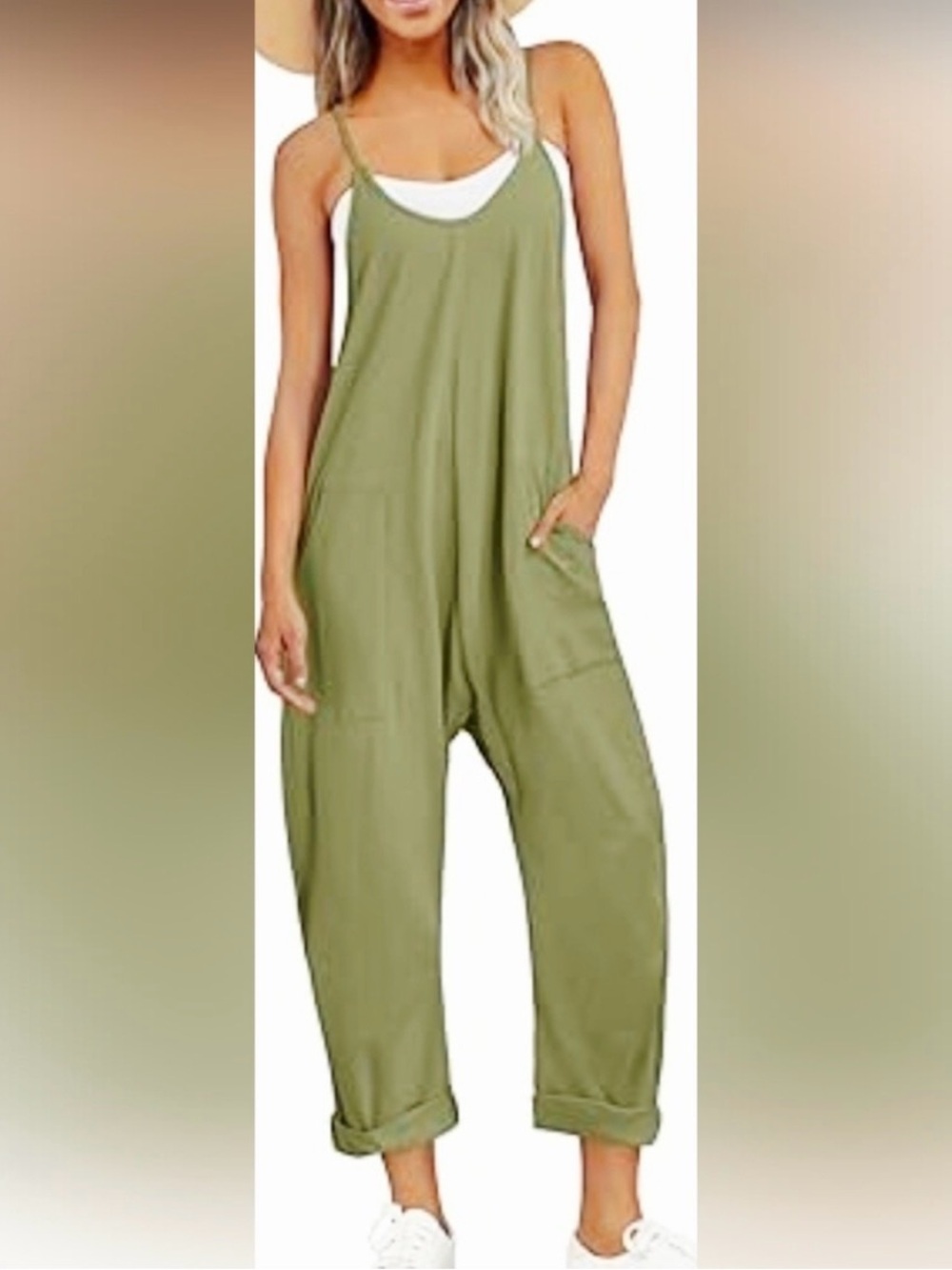 Automet Harem relaxed Olive Green Women's Jumpsuit overalls